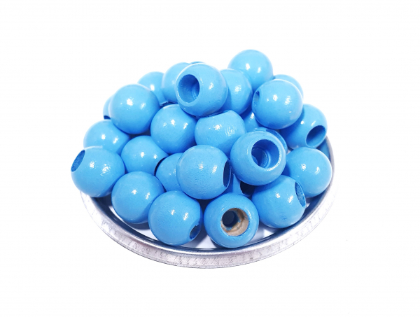30 Sicherheitsperlen 10mm Holz skyblau